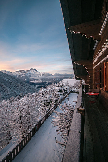 Landscape, Nature, Mountains, Alps, Journey, Relaxation, Rest, Balcony HD phone wallpaper