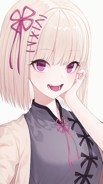 Violet Gaze | Amethyst Smile | Lilac Fang (Original), purple eyes, Anime, Original HD phone wallpaper