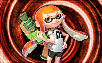 Inklings, orange grunge background, Splatoon 2, vortex, Splatoon characters, Inklings Splatoon HD wallpaper