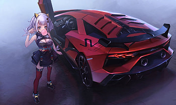 Anime Girl Lamborghini Aventador Sv, anime-girl, anime, artist, artwork, digital-art HD wallpaper