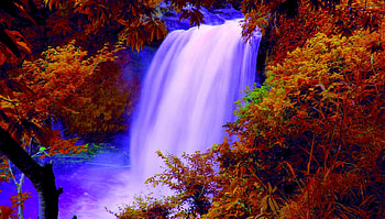 Autumn Waterfall, graphy, attractions in dreams, fall, forests, waterfalls, red leaves, love four seasons, trees, autumn, nature HD wallpaper