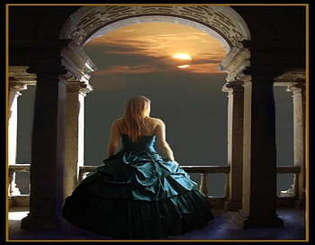 WAITING, clouds, sky, sunset, female HD wallpaper