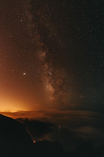 Stars, Dark, Starry Sky, Hills, Nebula HD phone wallpaper