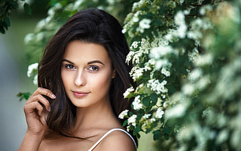 Flowers, model, pretty, female HD wallpaper