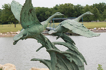 Goose statue, goose, , bird, statue HD wallpaper