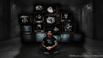 CM Punk Surrounded With TVs, CM Punk HD wallpaper