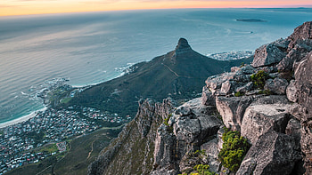 Table Mountain, Lions Head view, Cape Town aerial shot, South Africa windows HD wallpaper