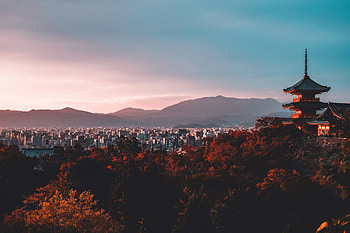 Kyoto Temple Sunset - Japan Landscape, Japan, Kyoto, landscape, temple HD wallpaper