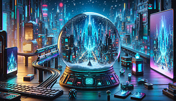 Futuristic Sci-Fi Snow Globe, snow globe, futuristic city, Digital Art, technology, neon lights HD wallpaper