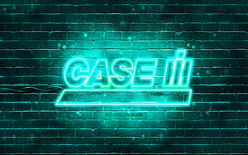 Case IH turquoise logo, , turquoise brickwall, Case IH logo, brands, Case IH neon logo, Case IH HD wallpaper