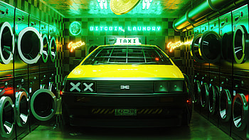 Delorean Bitcoin Laundary , delorean, bitcoin, artist, artwork, digital-art, artstation HD wallpaper