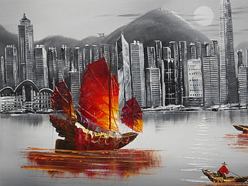 boat sail-autumn leaf, gray, town, autumn, sailboat, nuance HD wallpaper