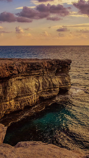 Cyprus sea cliffs, background, Explore Cyprus, Cyprus flag HD phone wallpaper