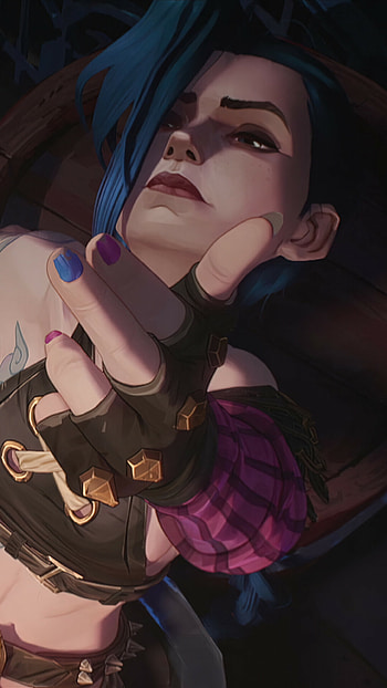 Arcane: League of Legends, Jinx finger gun HD phone wallpaper