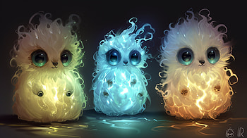 Adorable Glowing Critters, cute, glow, fantasy, Digital Art HD wallpaper