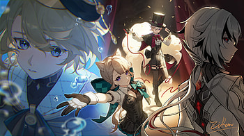 Genshin Impact : Lynette, Lyney, Freminet & Arlecchino, Genshin Impact, Lynette (Genshin Impact), Lyney (Genshin Impact), Freminet (Genshin Impact), Arlecchino (Genshin Impact) HD wallpaper