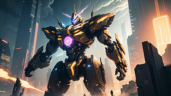 Robot attack the city, city, War Robots HD wallpaper
