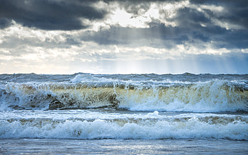 Sea Waves in Latvia, sea, clouds, Latvia, waves HD wallpaper
