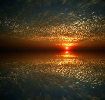 Mirror , sea, reflection, sky, romantic, orange, sun, sunset HD wallpaper
