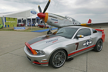 Ford Releases Tuskeegee Airman Red Tail Tribute Mustang, stripes, custom, silver, plane, mustang HD wallpaper