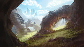 Fantasy, Art, Rocks, Futurism, Cave, Arch HD wallpaper