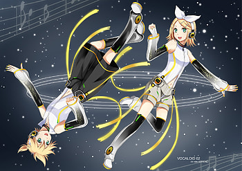 Rin and Len, heads, twins, vocaloid, anime, rin kagamine, kagamine rin, blonde hair, kagamine len, len kagamine HD wallpaper