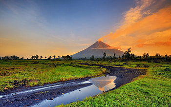 mayon volcano philippines, philippines, volcano, mayon, grass HD wallpaper