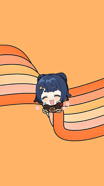 Xiangling (orange), minimalist, genshin impact HD phone wallpaper