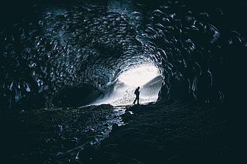 Dark, Silhouette, Miscellanea, Miscellaneous, Human, Person, Loneliness, Cave HD wallpaper