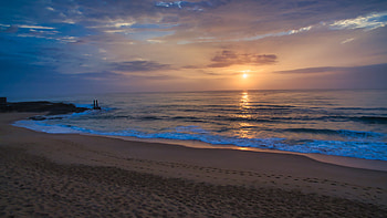 Sea, Beach, Nature, Sunset, Twilight, Waves, Dusk, Evening HD wallpaper