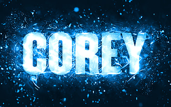 Happy Birtay Corey, , blue neon lights, Corey name, creative, Corey Happy Birtay, Corey Birtay, popular american male names, with Corey name, Corey HD wallpaper