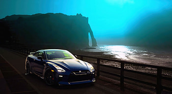 Nissan Gtr On Highway , nissan-gtr, nissan, cars, deviantart, artist, artwork, digital-art HD wallpaper