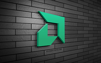 AMD 3D logo, , gray brickwall, creative, brands, AMD logo, 3D art, AMD HD wallpaper