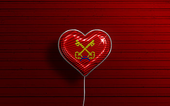 I Love Comtat Venaissin, , realistic balloons, red wooden background, Day of Comtat Venaissin, french provinces, flag of Comtat Venaissin, France, balloon with flag, Provinces of France, Comtat Venaissin flag, Comtat Venaissin HD wallpaper