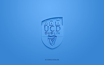 UC Dublin FC, creative 3D logo, blue background, Irish football team, League of Ireland Premier Division, Dublin, Ireland, 3d art, football, UC Dublin FC 3d logo HD wallpaper