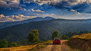 Landscape, Nature, Mountains, Road, Car, Machine HD wallpaper