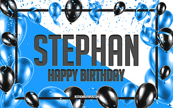 Happy Birtay Stephan, Birtay Balloons Background, Stephan, with names, Stephan Happy Birtay, Blue Balloons Birtay Background, Stephan Birtay HD wallpaper