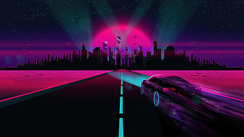 City Skyline With Speeding Car, future, car, highway, city, skyline, artist, artwork, art, digital-art, deviantart HD wallpaper