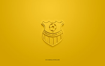 Trujillanos FC, creative 3D logo, yellow background, Venezuelan football team, Venezuelan Primera Division, Valera, Venezuela, 3d art, football, Trujillanos FC 3d logo HD wallpaper