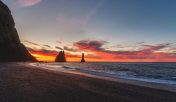 Coast, sunset, sea waves, nature HD wallpaper