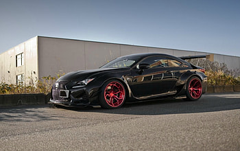 Rocket-Bunny-Lexus-RCF, Spoiler, Black, Lexus, Red Wheels HD wallpaper