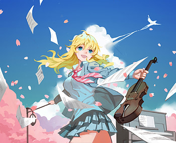 Artwork, anime girl, Kaori Miyazono, beautiful, Shigatsu wa Kimi no Uso HD wallpaper