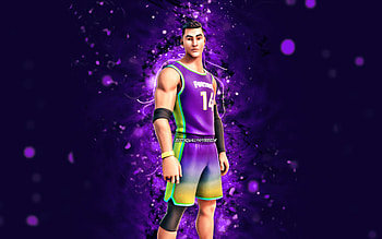 Triple Double, , violet neon lights, Fortnite Battle Royale, Fortnite characters, Triple Double Skin, Fortnite, Triple Double Fortnite HD wallpaper
