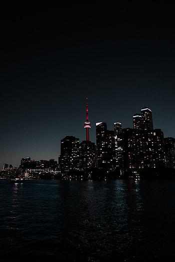 Cities, Water, Night, City, Building, Dark HD phone wallpaper