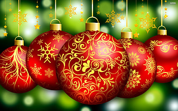 Red Christmas Ornaments, abstract, christmas, red, ornaments, 3D and CG HD wallpaper
