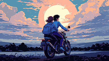 Anime Girl And Boy On Bike, anime-girl, anime-boy, anime, couple, artist, artwork, digital-art HD wallpaper