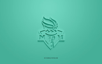 New York Liberty, creative 3D logo, turquoise background, American basketball club, WNBA, New York, USA, 3d art, basketball, New York Liberty 3d logo HD wallpaper