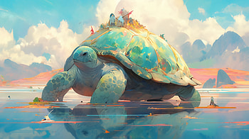 Sea Turtle, turtle, sky, AI Art HD wallpaper