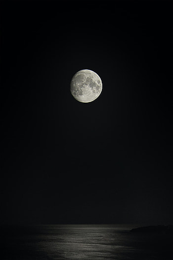 Black, sky, moon, fantasy, ocean, night, dark, full HD phone wallpaper