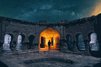 Architecture, Silhouette, Miscellanea, Miscellaneous, Starry Sky, Ruin, Ruins HD wallpaper